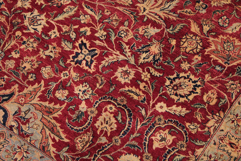 handmade Traditional Agra Red Lt. Blue Hand Knotted RECTANGLE 100% WOOL area rug 9 x 12