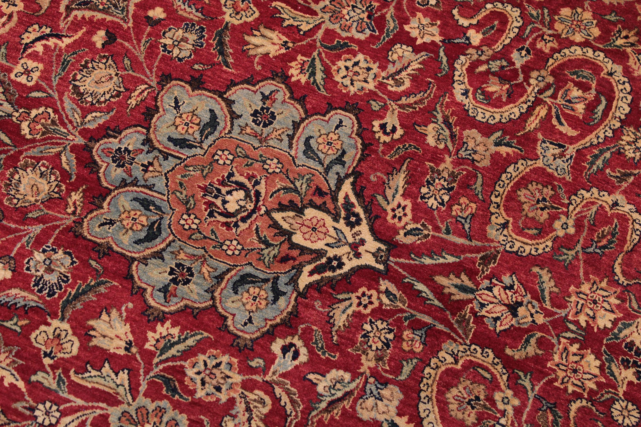 handmade Traditional Agra Red Lt. Blue Hand Knotted RECTANGLE 100% WOOL area rug 9x12