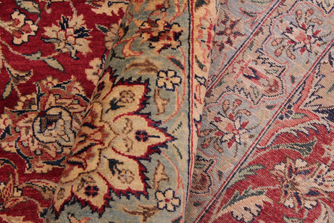 handmade Traditional Agra Red Lt. Blue Hand Knotted RECTANGLE 100% WOOL area rug 9 x 12