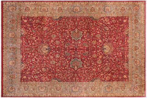 handmade Traditional Agra Red Lt. Blue Hand Knotted RECTANGLE 100% WOOL area rug 9x12
