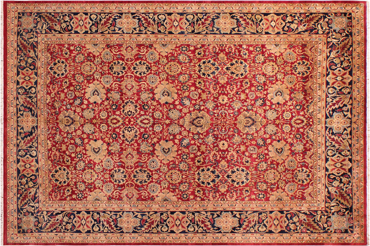 handmade Traditional Mahal Red Blue  RECTANGLE 100% WOOL area rug 9 x 12