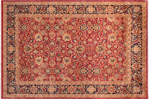 handmade Traditional Mahal Red Blue  RECTANGLE 100% WOOL area rug 9 x 12