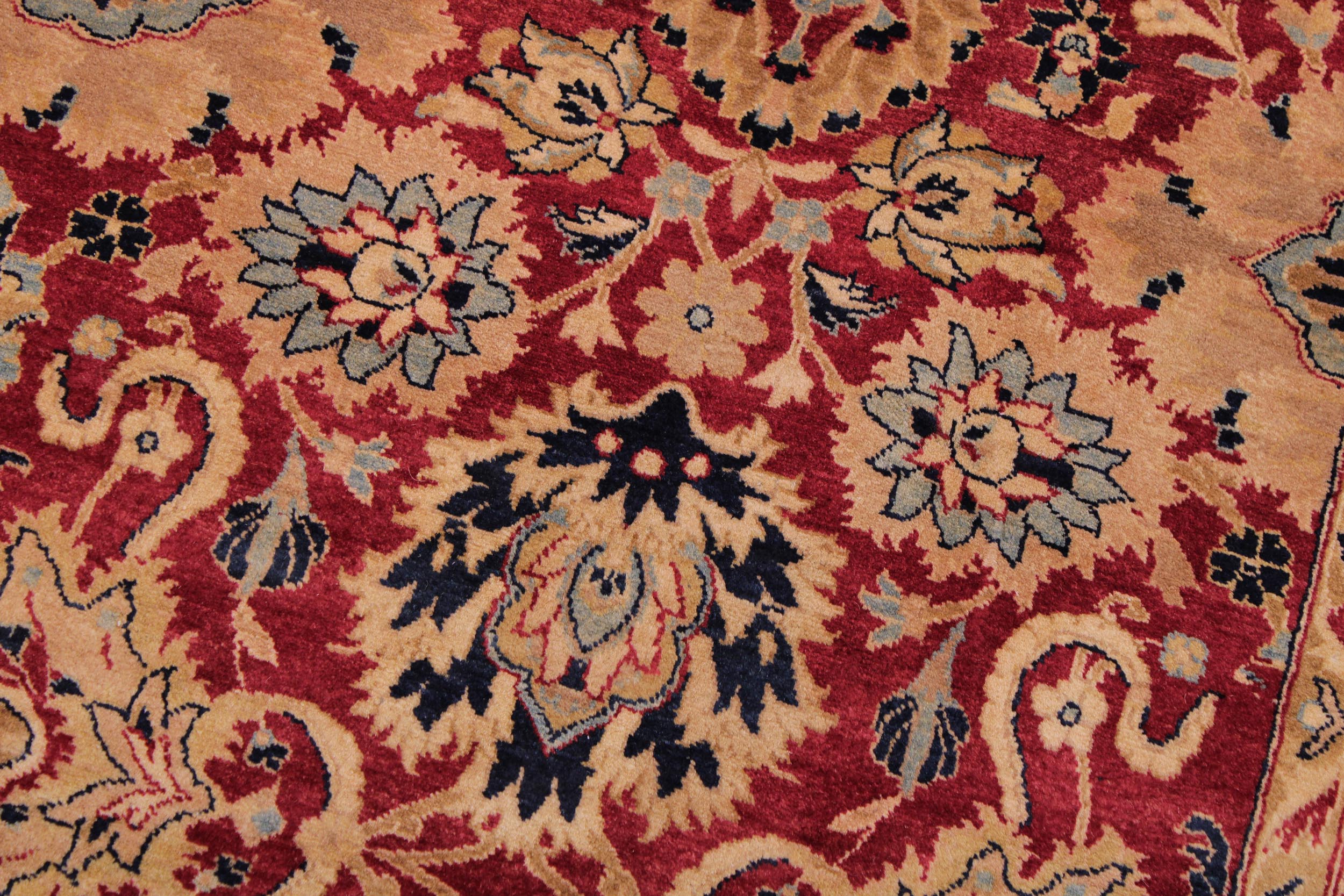 handmade Traditional Mahal Red Blue  RECTANGLE 100% WOOL area rug 9 x 12
