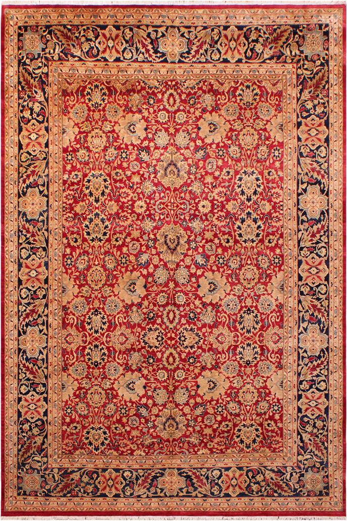 Traditional Mahal Noah Red Blue Hand Knotted Area rugs 9X12