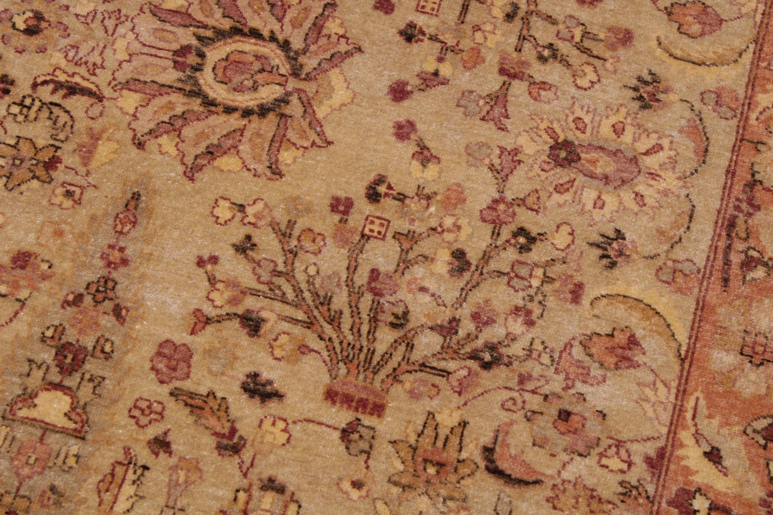 handmade Traditional Sarook Lt. Tan Tan Hand Knotted RECTANGLE 100% WOOL area rug 9' x 12'