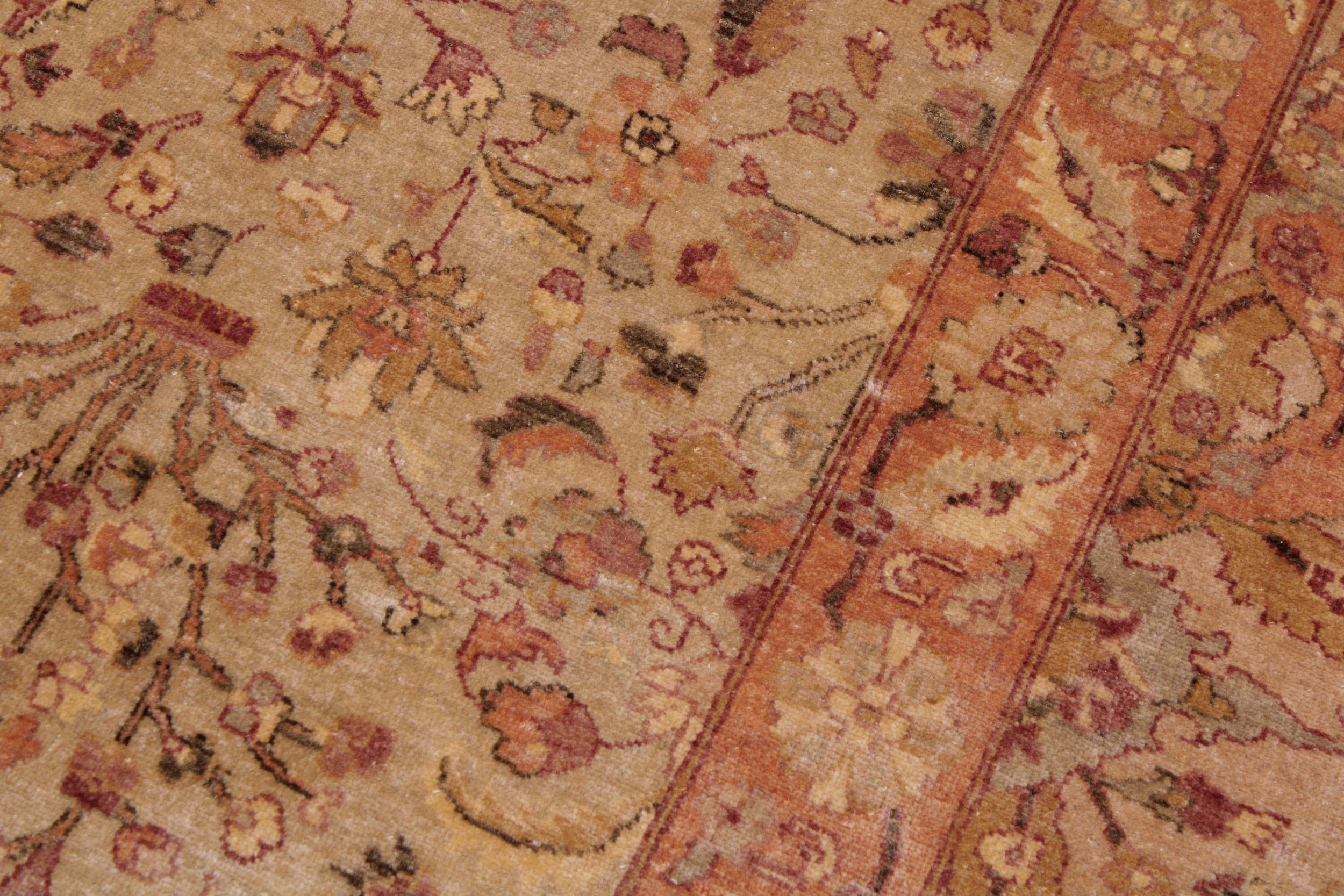 handmade Traditional Sarook Lt. Tan Tan Hand Knotted RECTANGLE 100% WOOL area rug 9' x 12'