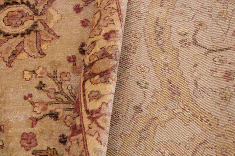 handmade Traditional Sarook Lt. Tan Tan Hand Knotted RECTANGLE 100% WOOL area rug 9' x 12'