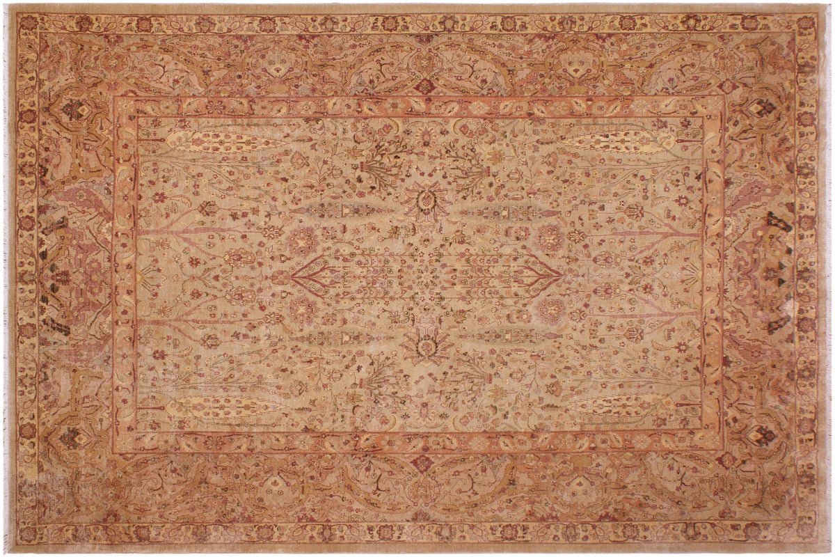 handmade Traditional Sarook Lt. Tan Tan Hand Knotted RECTANGLE 100% WOOL area rug 9' x 12'
