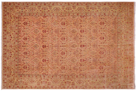 handmade Transitional  Tan Gold Hand Knotted RECTANGLE 100% WOOL area rug 9' x 12'