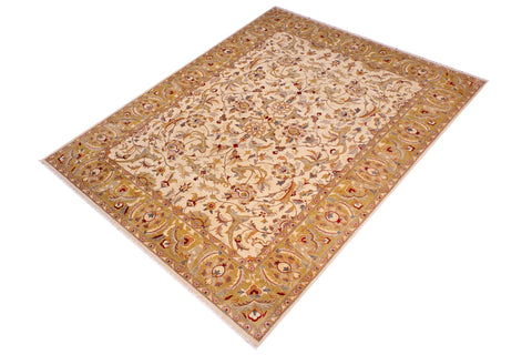 handmade Traditional  Ivory Lt. Green Hand Knotted RECTANGLE 100% WOOL area rug 9' x 12'