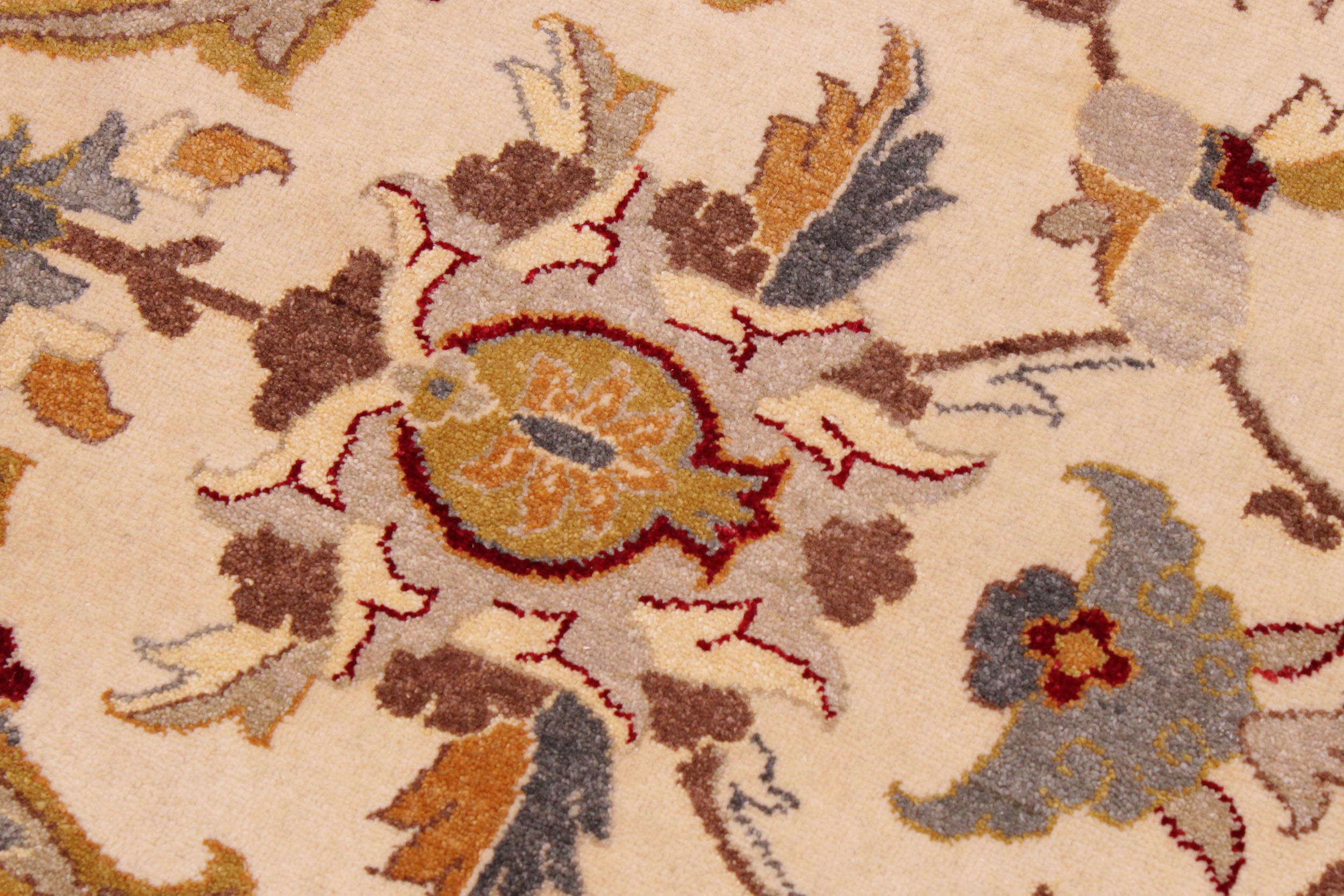 handmade Traditional  Ivory Lt. Green Hand Knotted RECTANGLE 100% WOOL area rug 9' x 12'