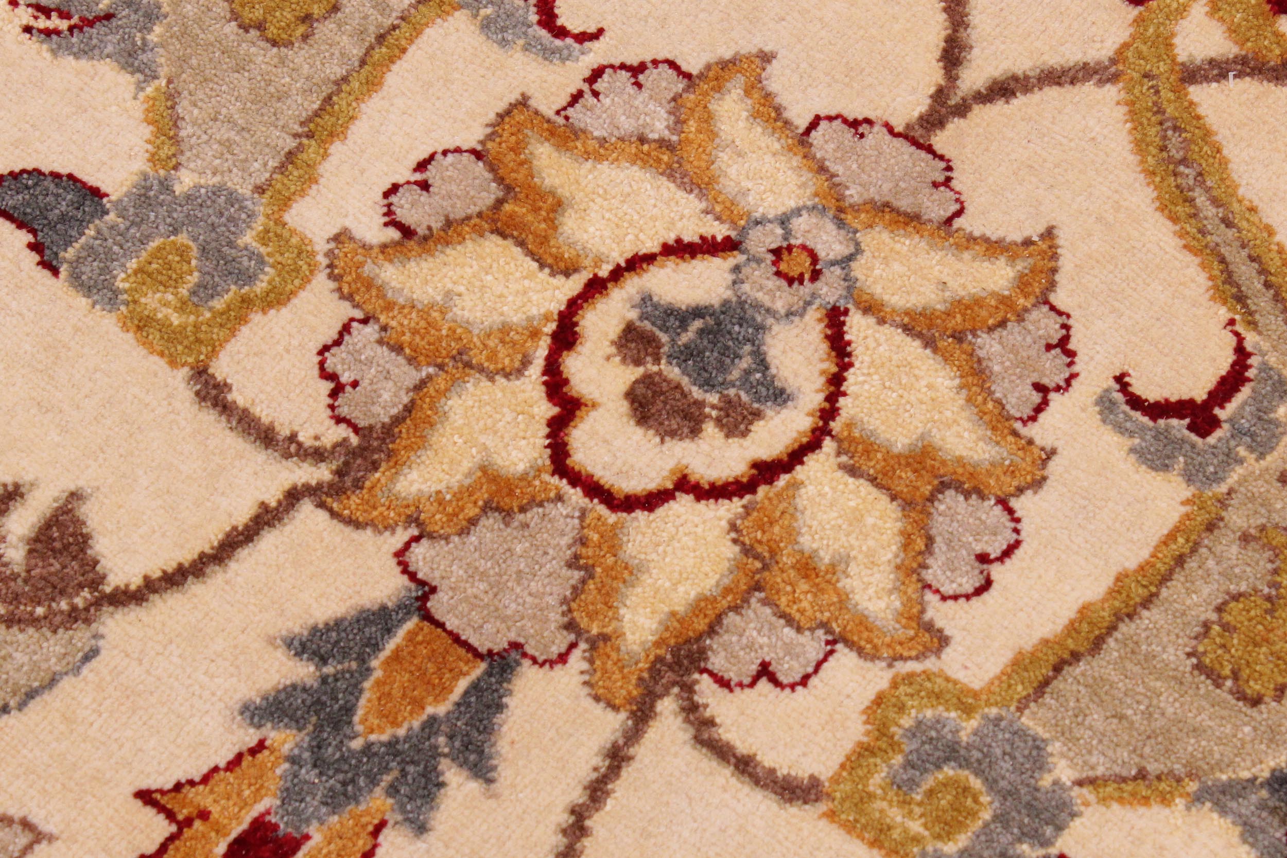 handmade Traditional  Ivory Lt. Green Hand Knotted RECTANGLE 100% WOOL area rug 9' x 12'