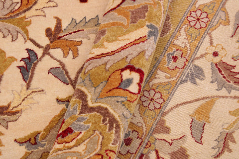 handmade Traditional  Ivory Lt. Green Hand Knotted RECTANGLE 100% WOOL area rug 9' x 12'