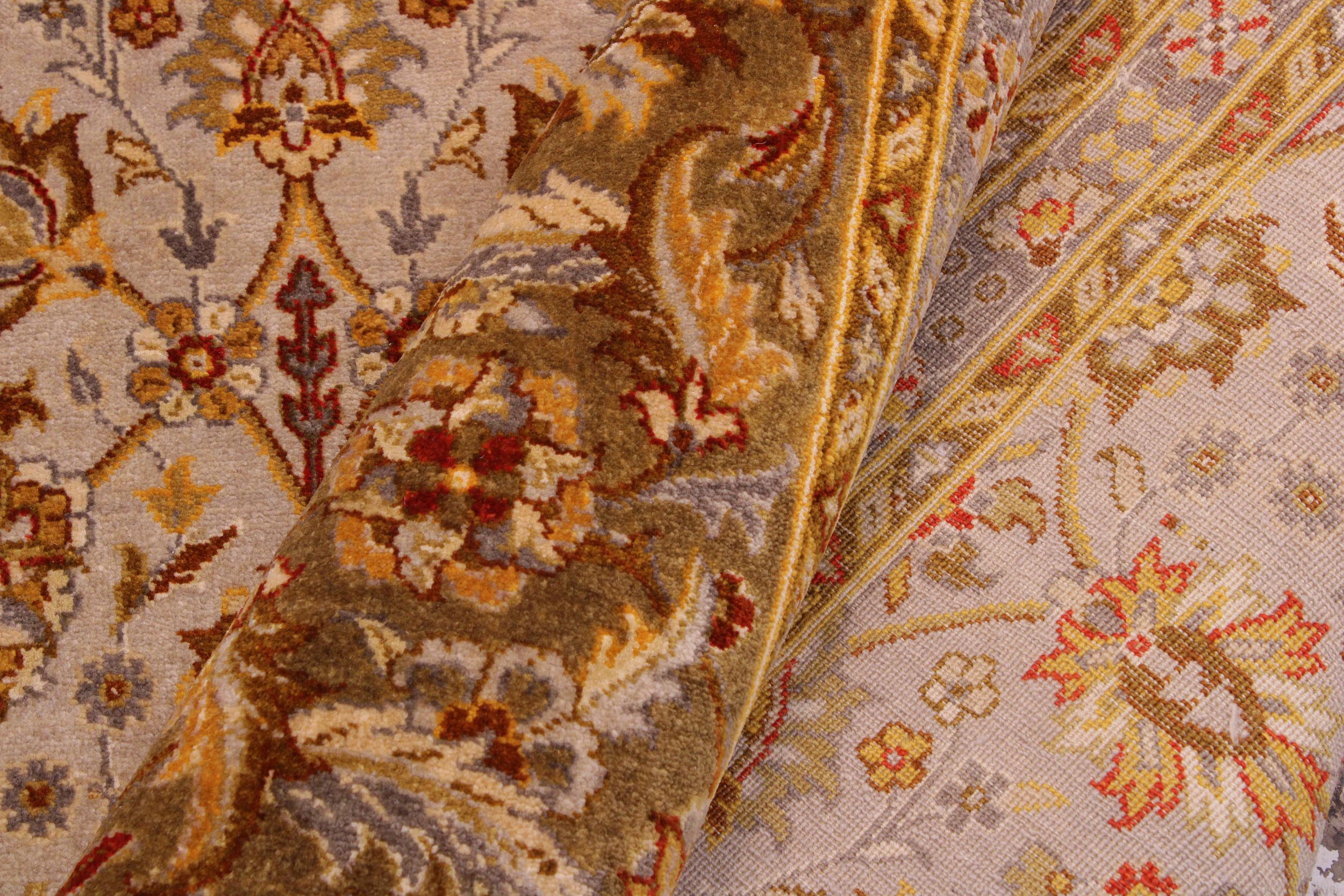 handmade Transitional  Lt. Gray Lt. Green Hand Knotted RECTANGLE 100% WOOL area rug 9' x 12'