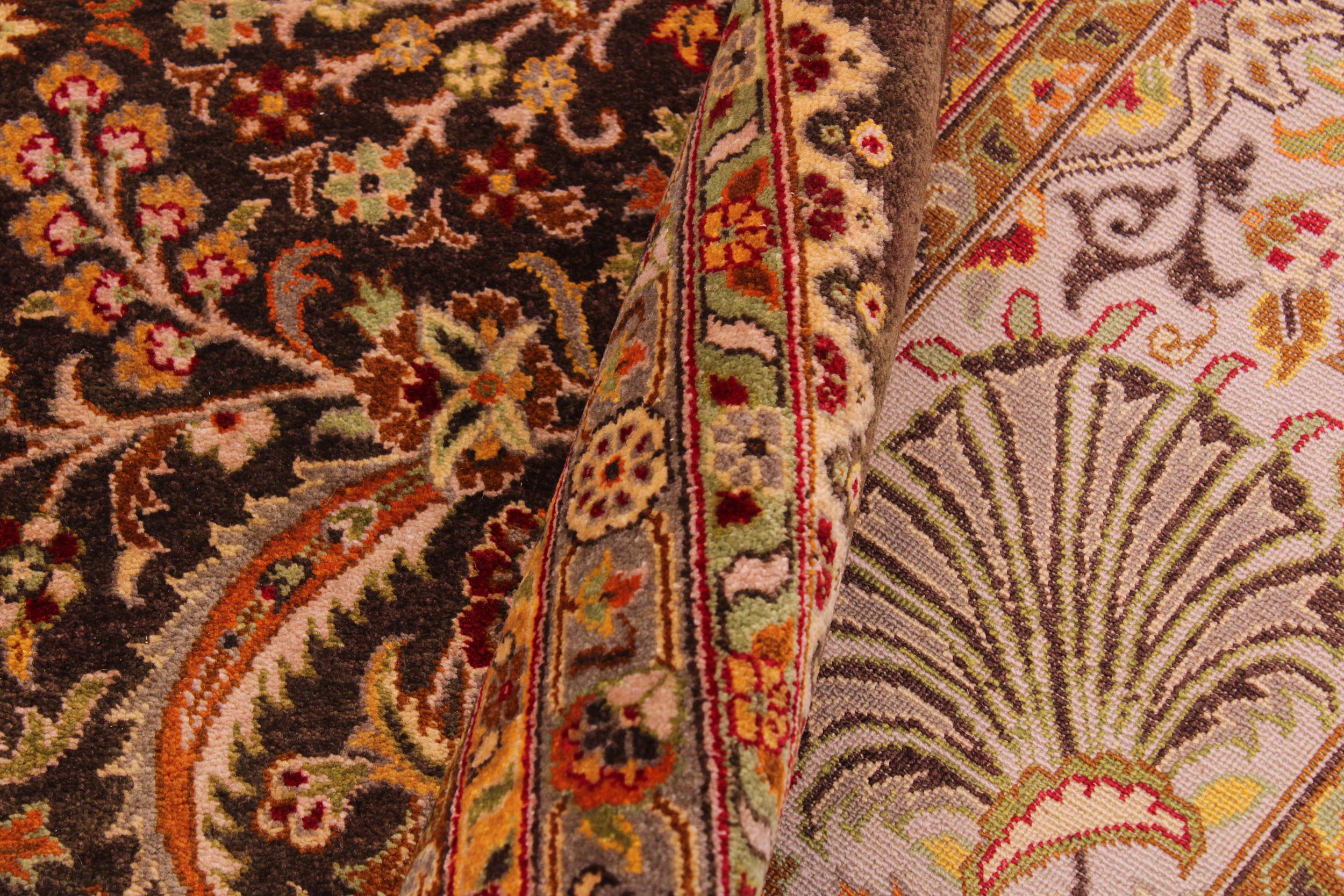 handmade Traditional  Chocolate Lt. Gray Hand Knotted RECTANGLE 100% WOOL area rug 9' x 12'