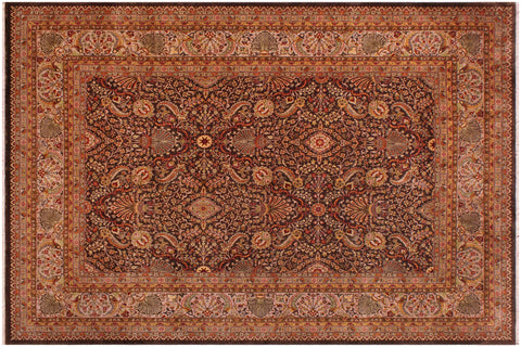 handmade Traditional  Chocolate Lt. Gray Hand Knotted RECTANGLE 100% WOOL area rug 9' x 12'