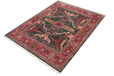 handmade Traditional Loose Weave Green Rust Hand Knotted RECTANGLE 100% WOOL area rug 8' x 10'