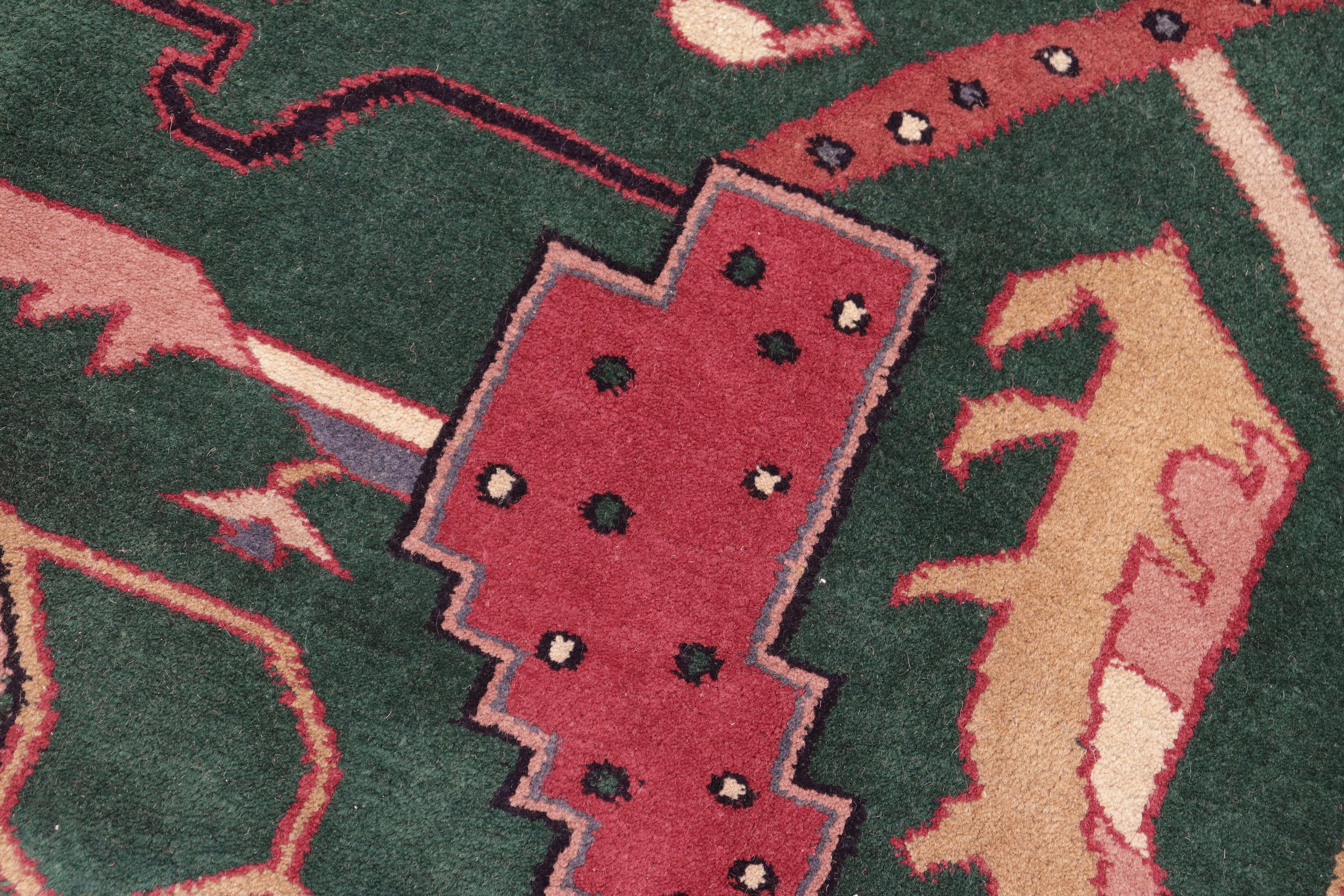 handmade Traditional Loose Weave Green Rust Hand Knotted RECTANGLE 100% WOOL area rug 8' x 10'