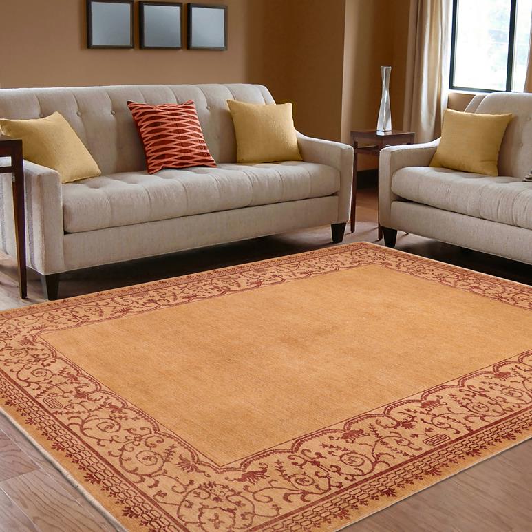 handmade Modern Kafkaz Green Ivory Hand Knotted RECTANGLE 100% WOOL area rug 9X10