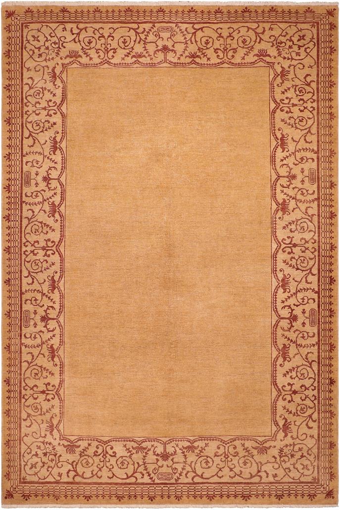 handmade Modern Kafkaz Green Ivory Hand Knotted RECTANGLE 100% WOOL area rug 9X10