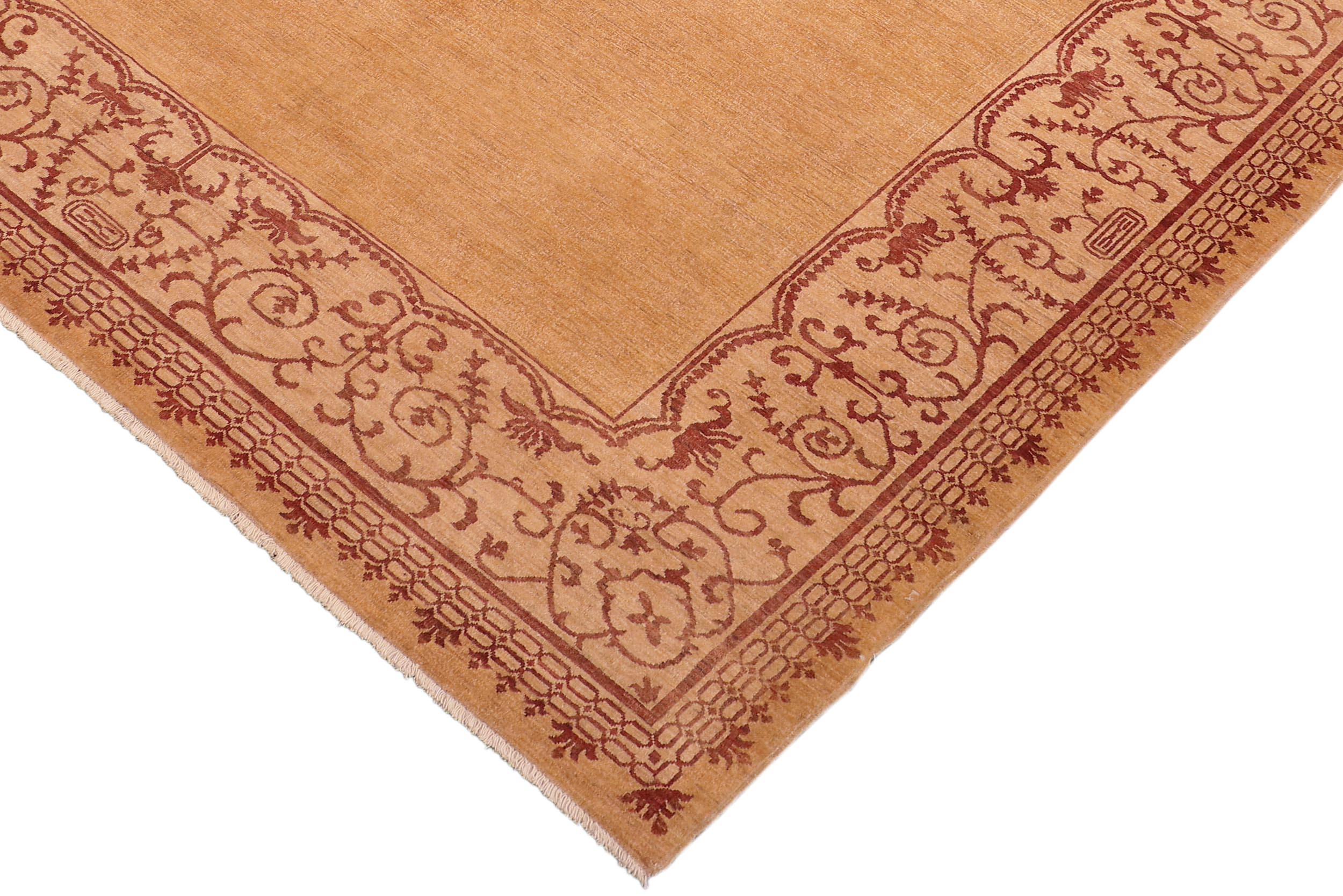 handmade Modern Kafkaz Green Ivory Hand Knotted RECTANGLE 100% WOOL area rug 9' x 10'