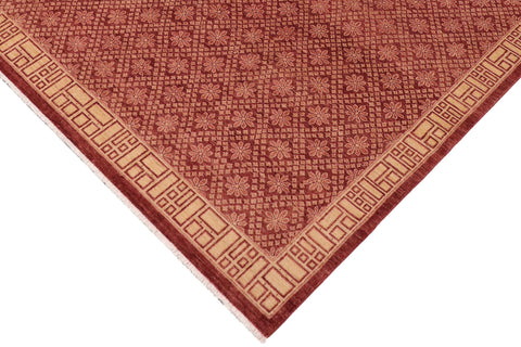 handmade Modern Kafkaz Red Gold Hand Knotted RECTANGLE 100% WOOL area rug 9' x 12'