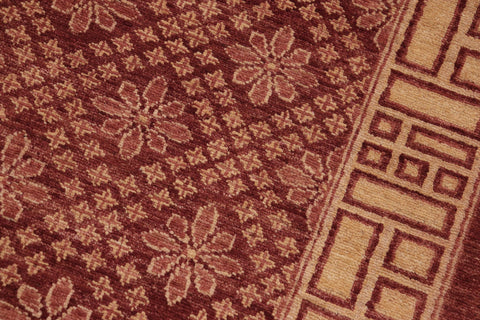 handmade Modern Kafkaz Red Gold Hand Knotted RECTANGLE 100% WOOL area rug 9' x 12'