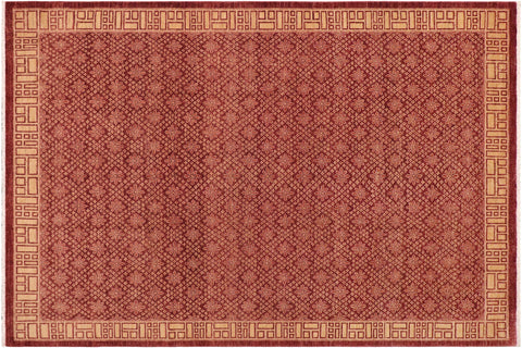 handmade Modern Kafkaz Red Gold Hand Knotted RECTANGLE 100% WOOL area rug 9' x 12'