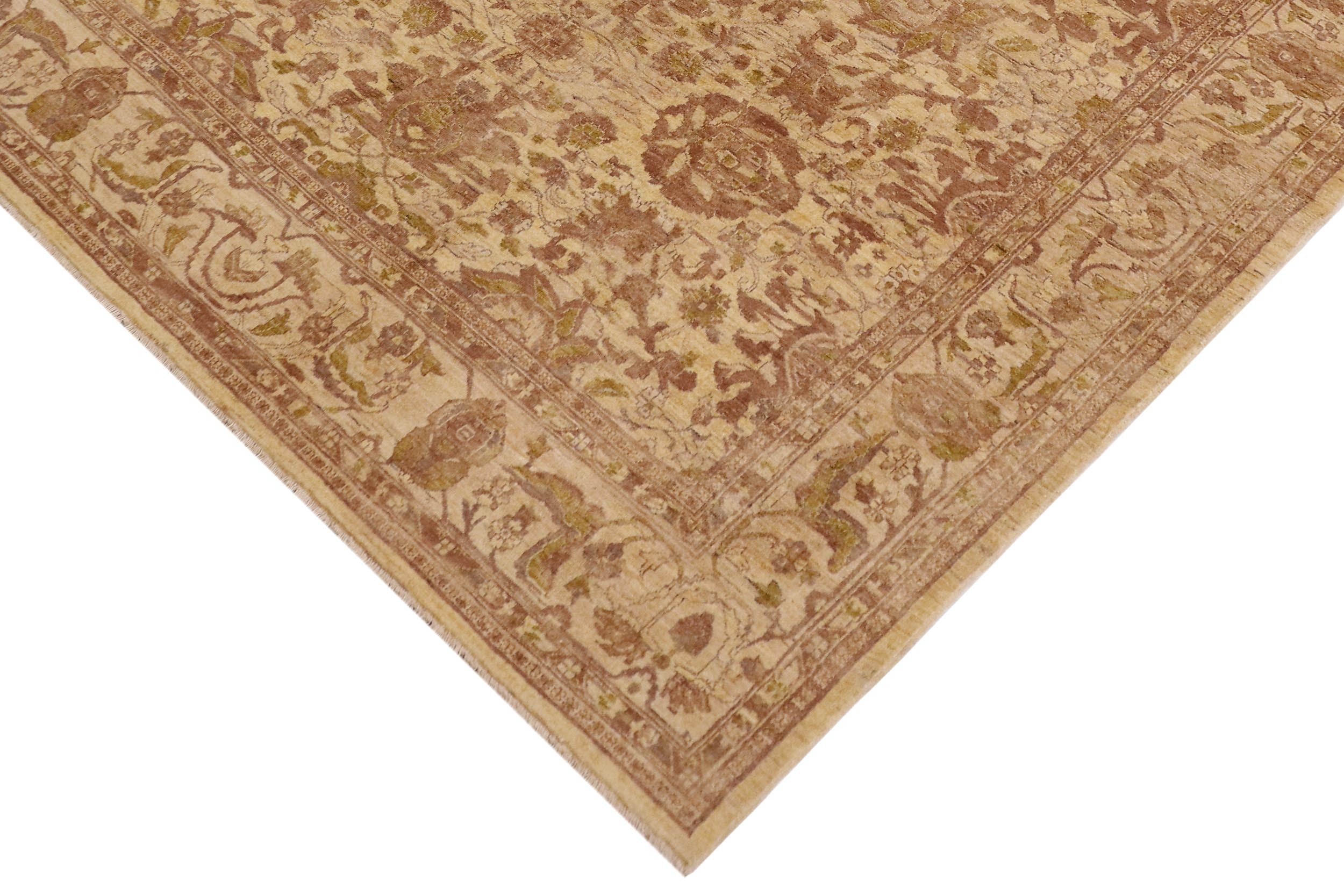 handmade Traditional Kafkaz Tan Green Hand Knotted RECTANGLE 100% WOOL area rug 9x12