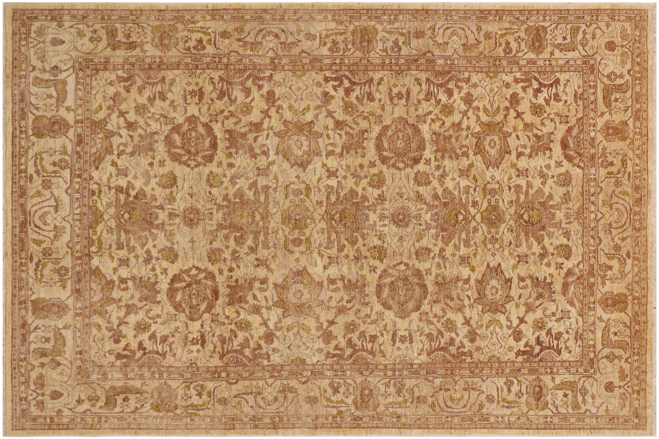 handmade Traditional Kafkaz Tan Green Hand Knotted RECTANGLE 100% WOOL area rug 9x12