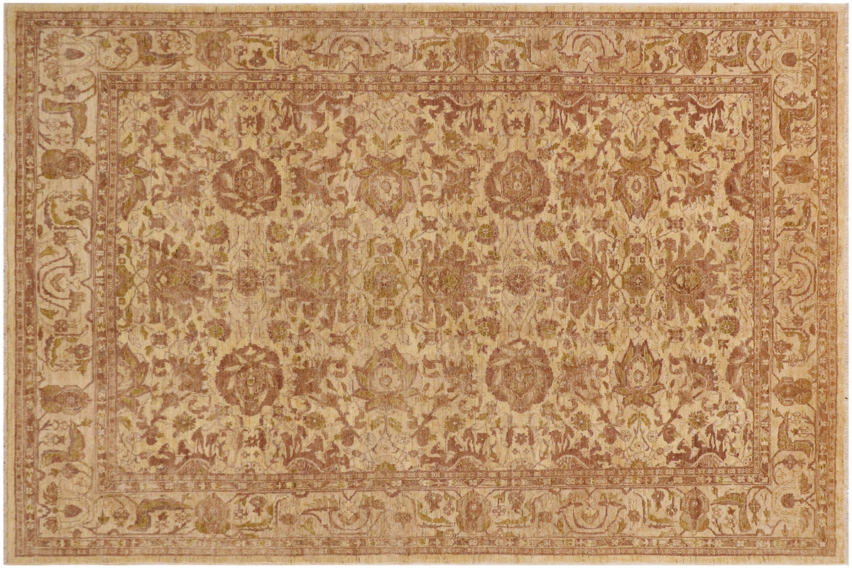 handmade Traditional Kafkaz Tan Green Hand Knotted RECTANGLE 100% WOOL area rug 9x12