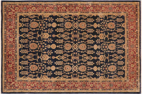 handmade Transitional Kafkaz Blue Red Hand Knotted RECTANGLE 100% WOOL area rug 9' x 12'