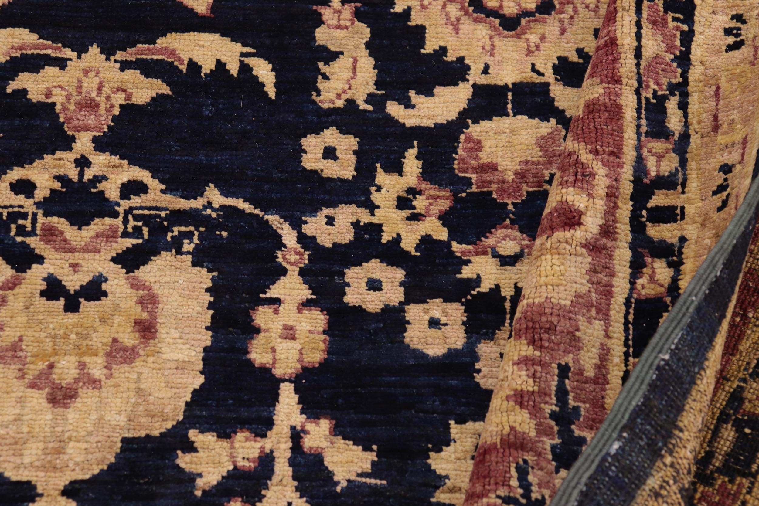 handmade Transitional Kafkaz Blue Brown Hand Knotted RECTANGLE 100% WOOL area rug 9' x 12'