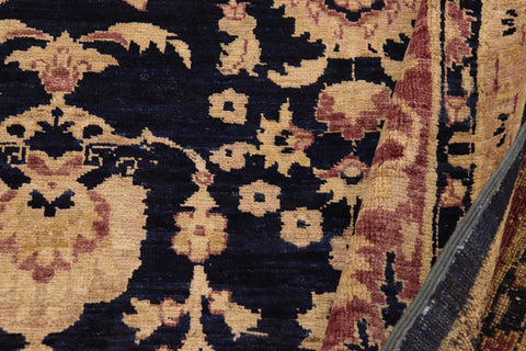 handmade Transitional Kafkaz Blue Brown Hand Knotted RECTANGLE 100% WOOL area rug 9' x 12'
