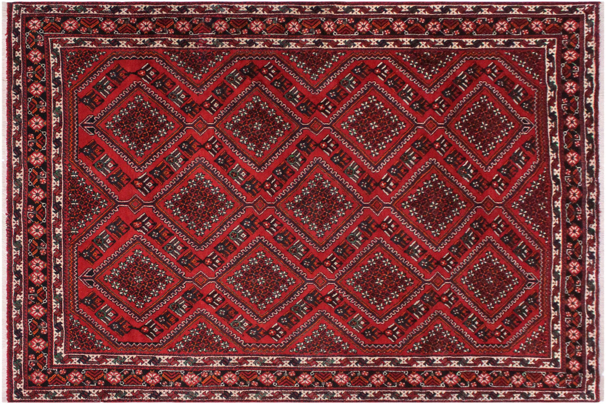 handmade Traditional Antique Red Black Hand Knotted RECTANGLE 100% WOOL area rug 6 x 10