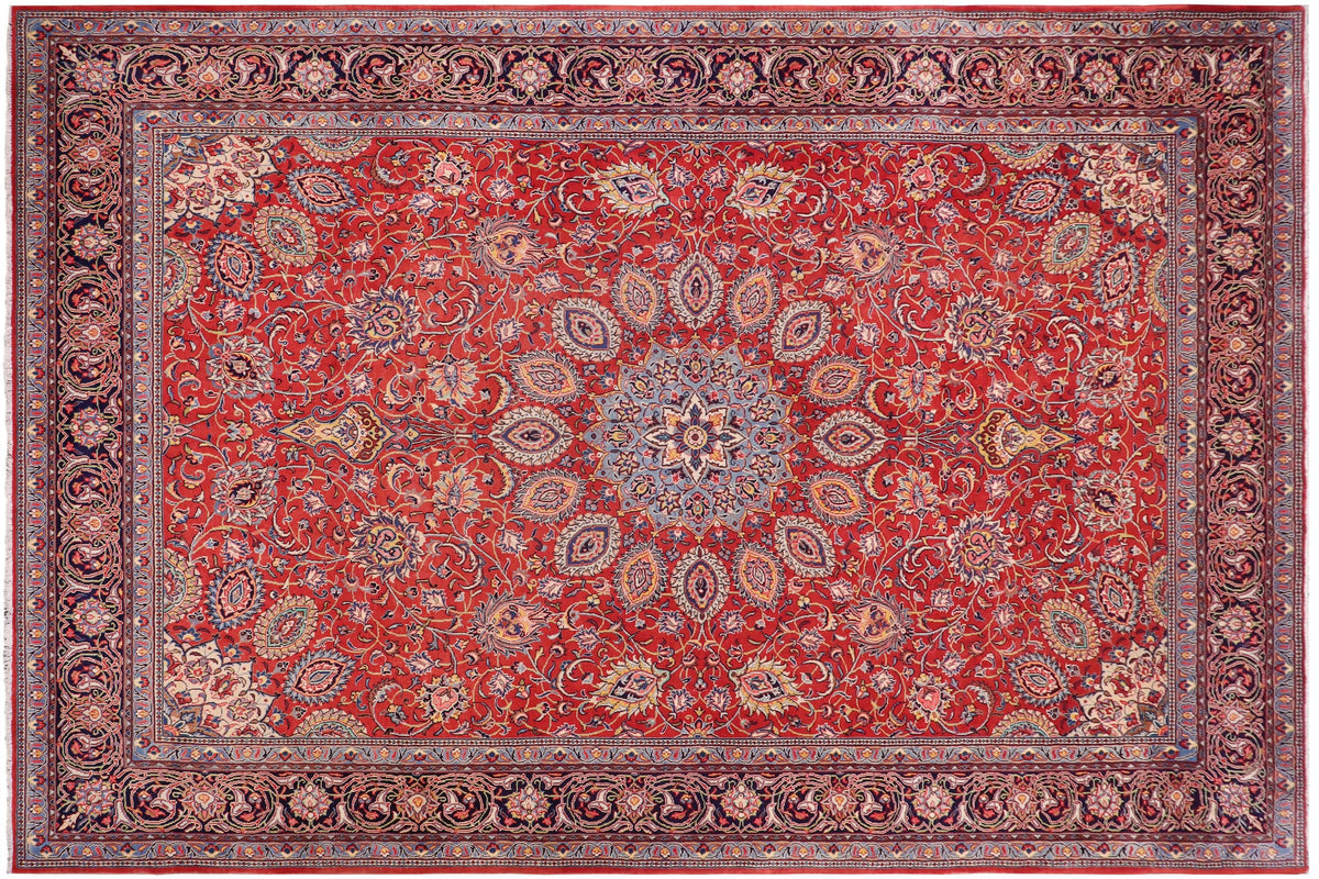 handmade Traditional Antique Rust Blue Hand Knotted RECTANGLE 100% WOOL area rug 10 x 13