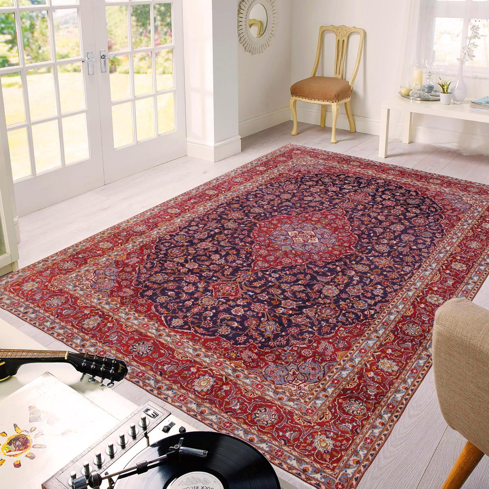 handmade Traditional Antique Blue Red Hand Knotted RECTANGLE 100% WOOL area rug 10 x 14