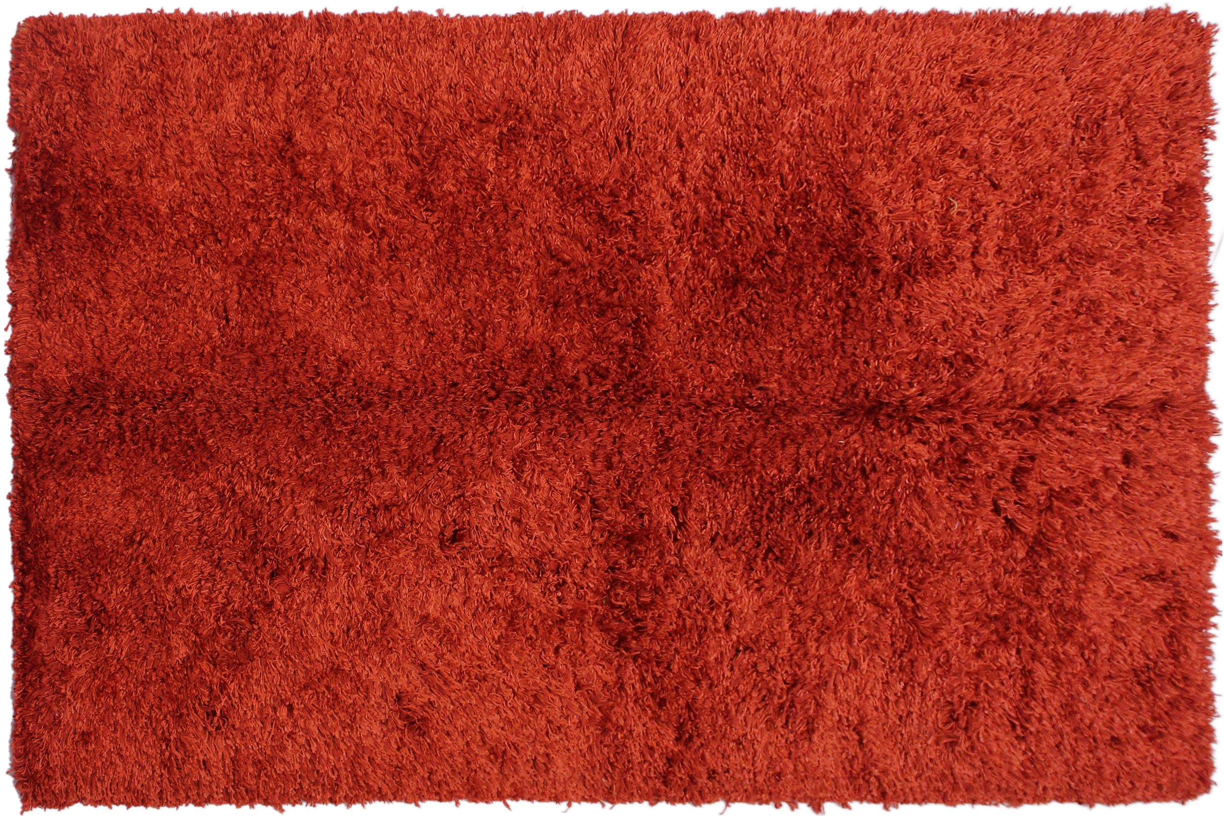 handmade Modern Shag Red Rust Hand Knotted RECTANGLE 100% WOOL area rug 5 x 8