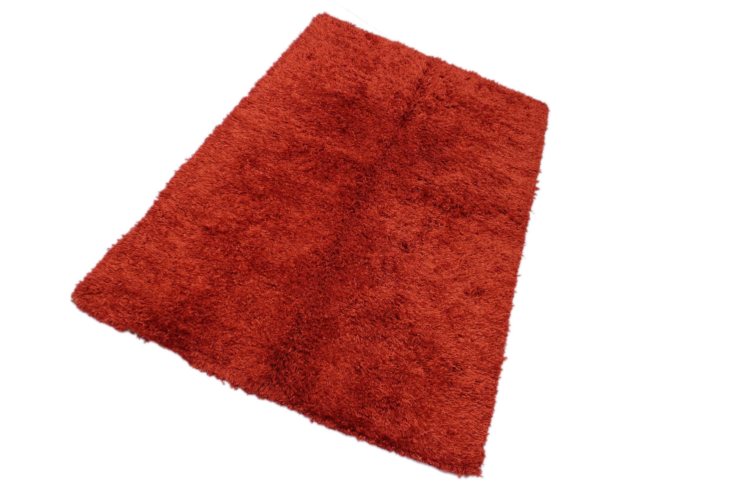 handmade Modern Shag Red Rust Hand Knotted RECTANGLE 100% WOOL area rug 5 x 8