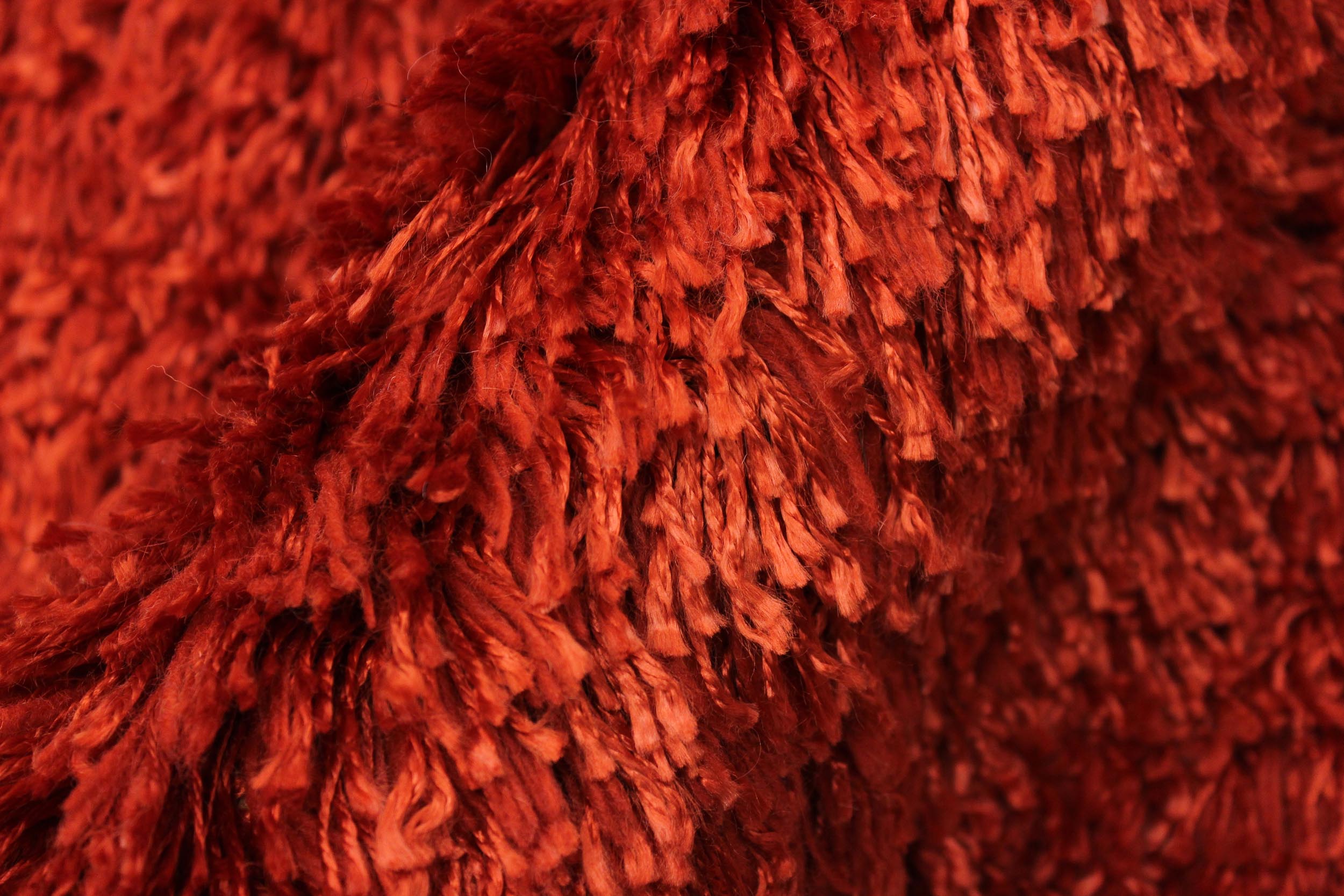 handmade Modern Shag Red Rust Hand Knotted RECTANGLE 100% WOOL area rug 5 x 8