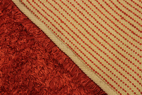 handmade Modern Shag Red Red Hand Knotted RECTANGLE 100% WOOL area rug 5 x 8