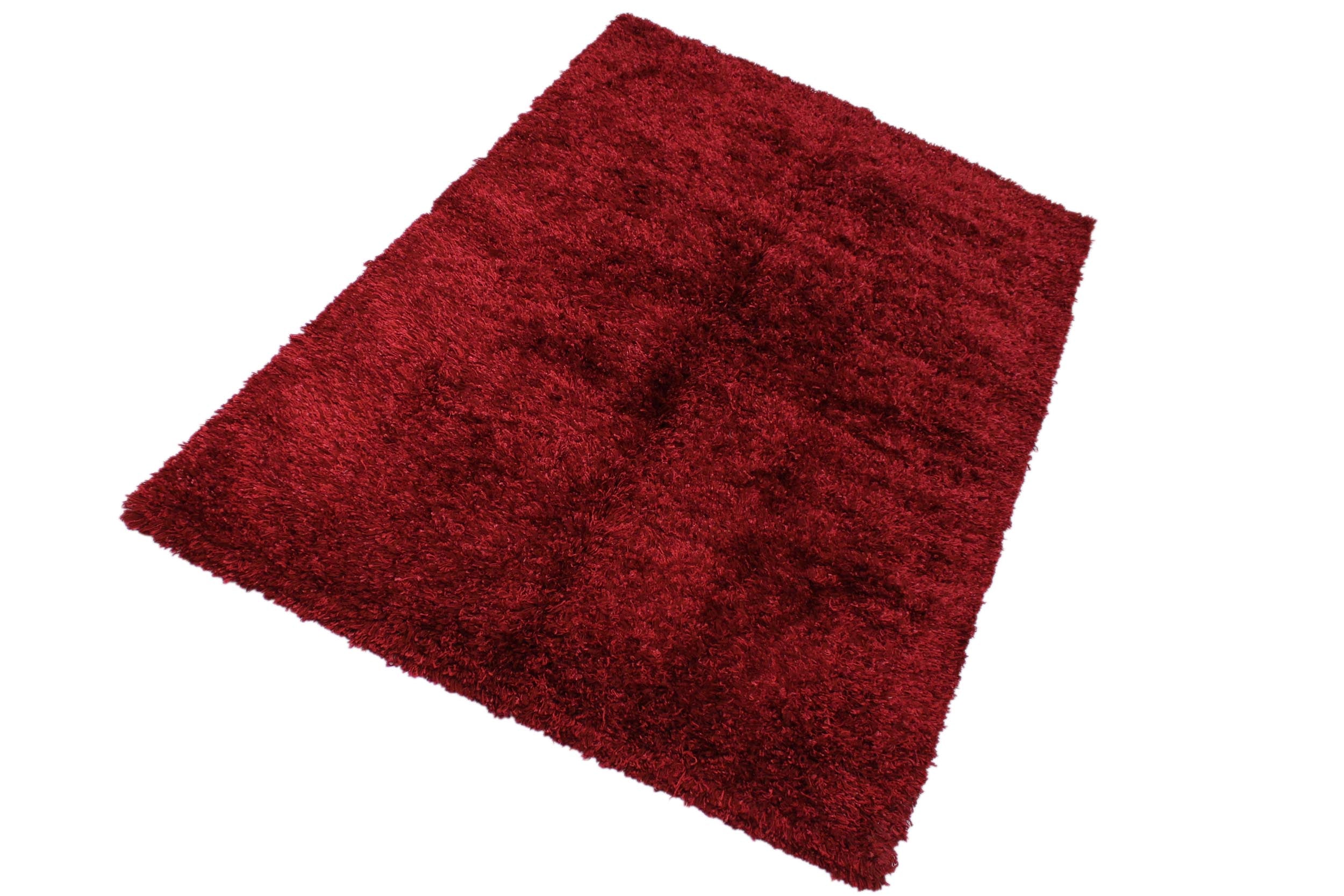 handmade Modern Shag Red Red Hand Knotted RECTANGLE 100% WOOL area rug 5 x 8