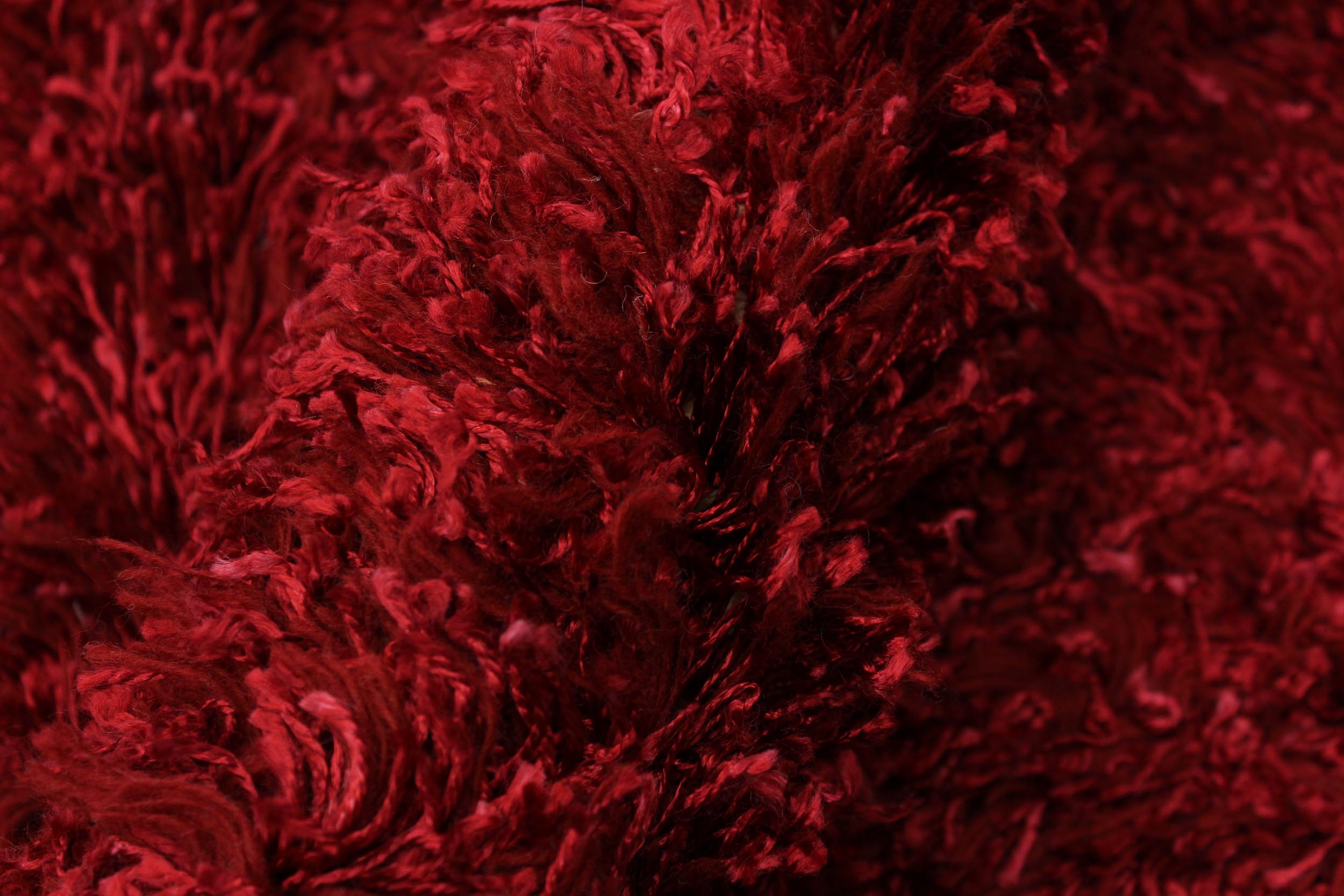 handmade Modern Shag Red Red Hand Knotted RECTANGLE 100% WOOL area rug 5 x 8