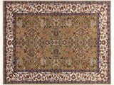 handmade  Hereke Green Ivory Hand Knotted RECTANGLE WOOL&SILK area rug 4x6