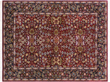 handmade  Hereke Red Blue Hand Knotted RECTANGLE WOOL&SILK area rug 4x6