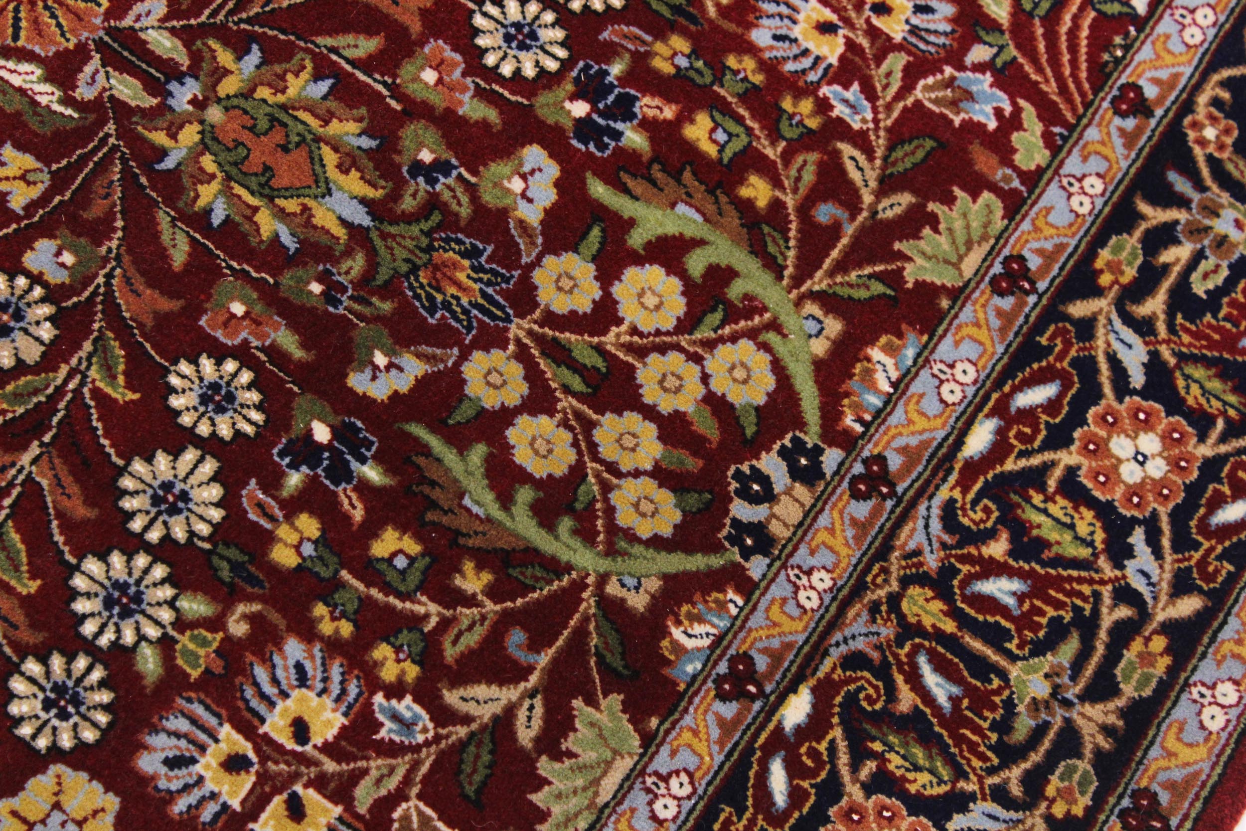 handmade Traditional Hereke Red Blue Hand Knotted RECTANGLE WOOL&SILK area rug 4' x 6'