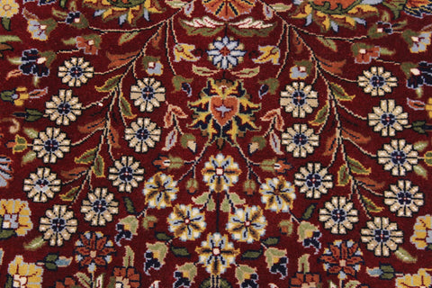 handmade Traditional Hereke Red Blue Hand Knotted RECTANGLE WOOL&SILK area rug 4' x 6'