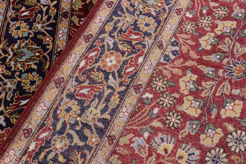 handmade Traditional Hereke Red Blue Hand Knotted RECTANGLE WOOL&SILK area rug 4' x 6'