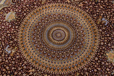 handmade Traditional  Red Red  RECTANGLE SILK area rug 5' x 7'