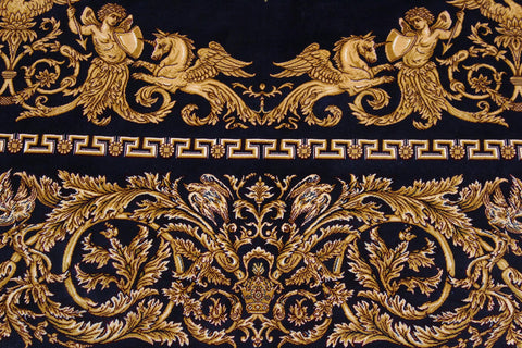 handmade Traditional  Blue Gold  RECTANGLE SILK area rug 7' x 10'